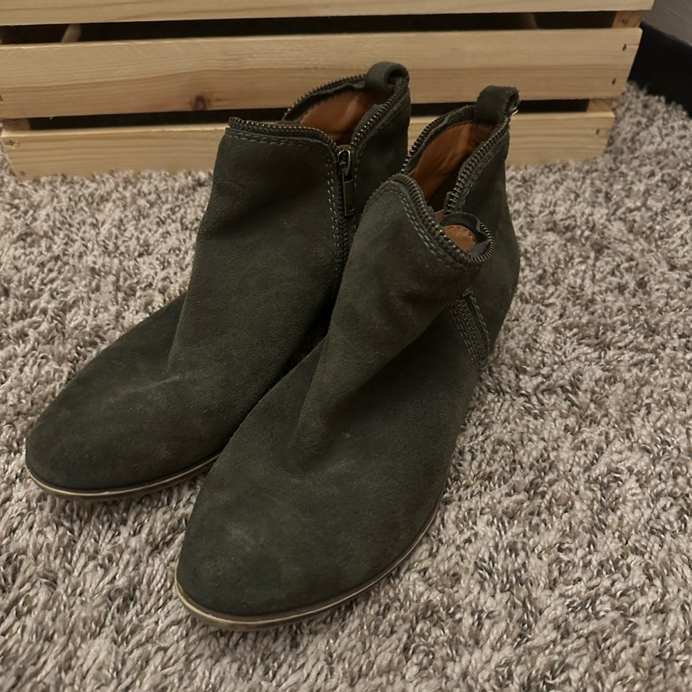 Dark Green Suede Ankle Boots